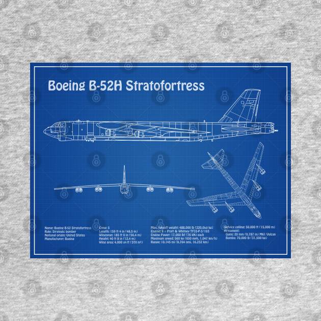 Boeing B-52 Stratofortress - Airplane Blueprint - AD by SPJE Illustration Photography